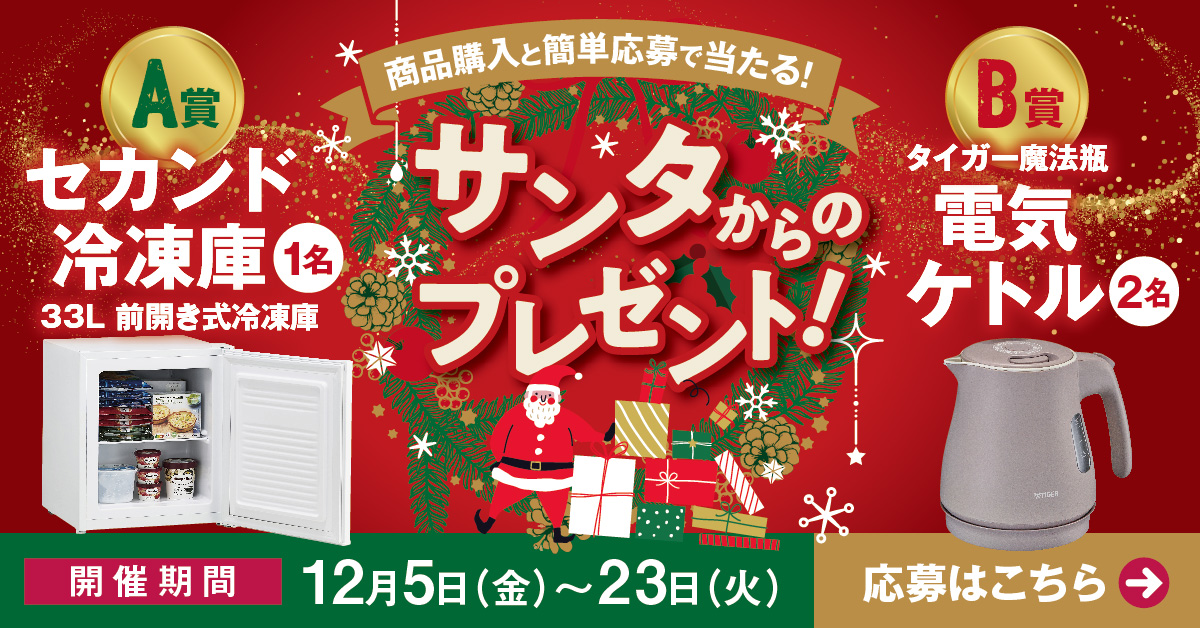 【豪華賞品当たる！】サンタからのプレゼントキャンペーン実施中！